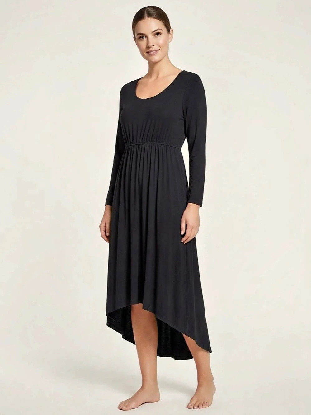 Soma Women's Black Hi-Lo Maxi Lounge Day Dress Medium